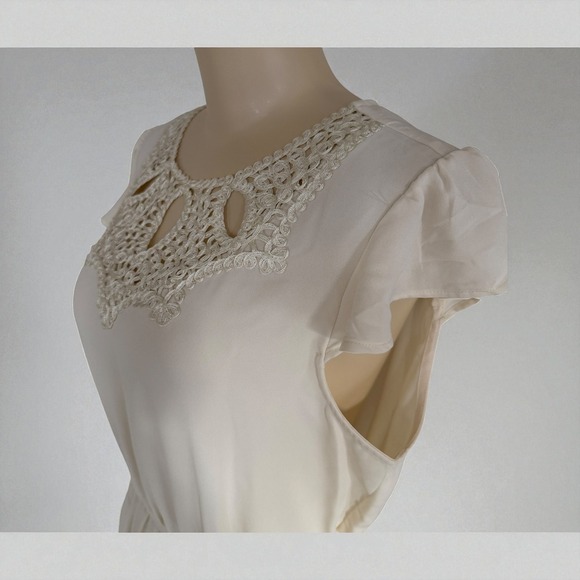 VTG Y2K White Dress L Angel Fairy Feminine LACE DETAIL - Picture 5 of 15